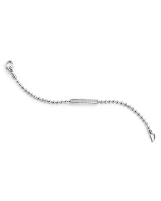 Sterling Silver Caviar Spark Diamond Bar Chain Bracelet