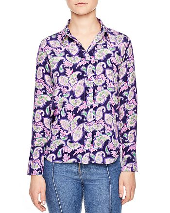 Sandro Meg Paisley Print Silk Shirt | Bloomingdale's