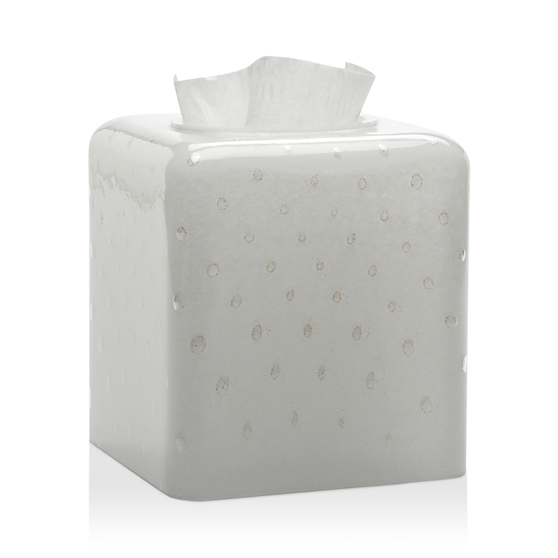 Labrazel Contessa White Tissue Box Cover In White/ Gold