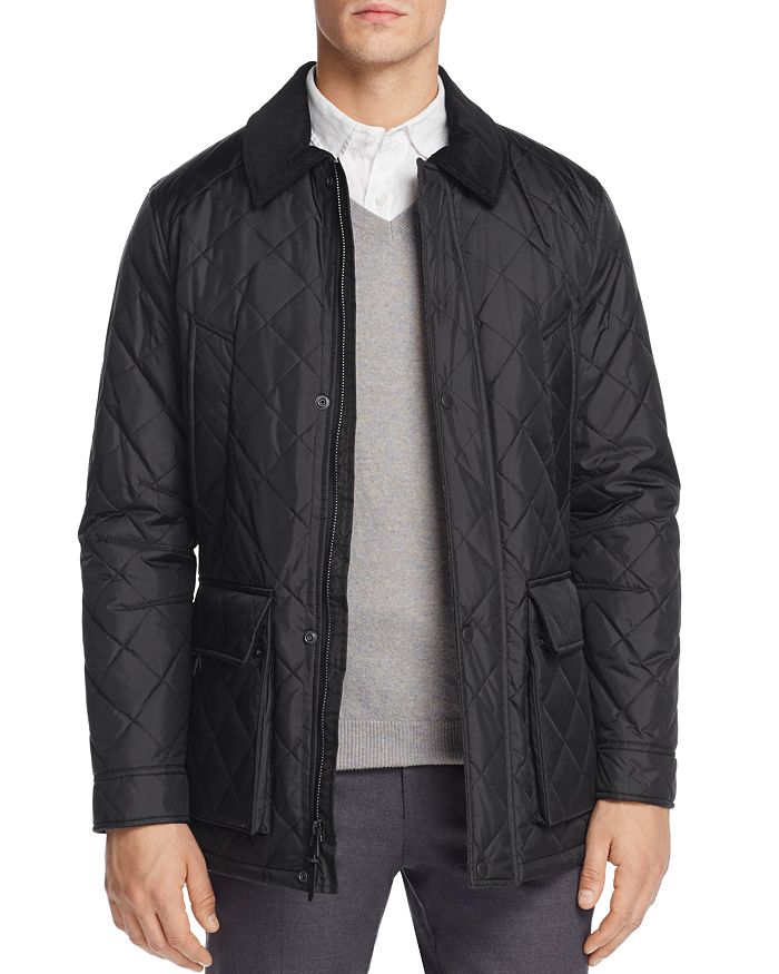 Shop Cole Haan Quilted Elbow-patch Jacket In Black