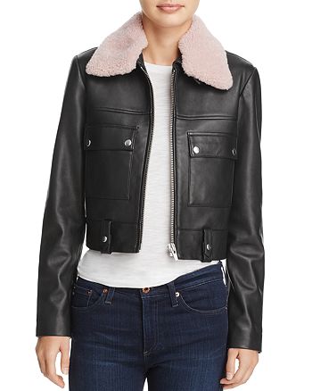 Veda Freeman Shearling-Collar Leather Jacket - 100% Exclusive ...