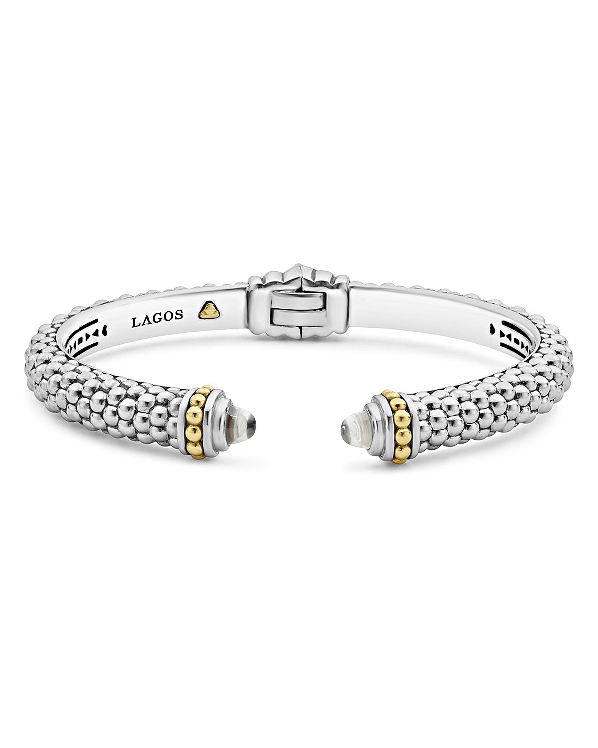 Lagos Sterling Silver & 18K Yellow Gold Rittenhouse Cuff Bracelet with White Topaz