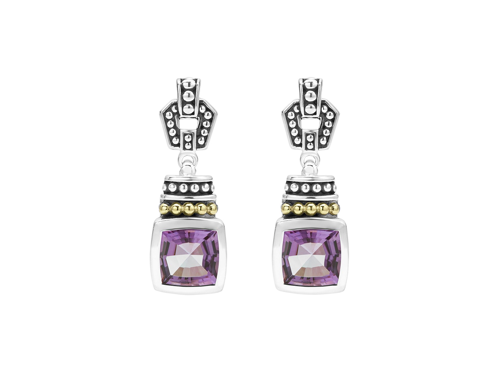 18K Gold & Sterling Silver Rittenhouse Amethyst Drop Earrings — Image 3