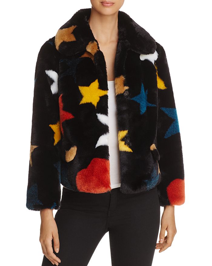 Star faux fur coat hot sale