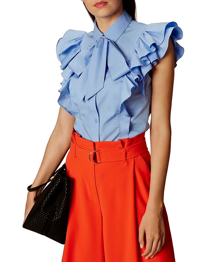 Jersey Cotton Poplin Collar Top | Karen Millen