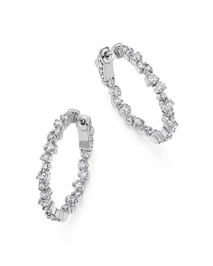 Bloomingdale's Diamond Inside Out Hoop Earrings In 14k White Gold, 1.75 Ct. T.w. - 100% Exclusive