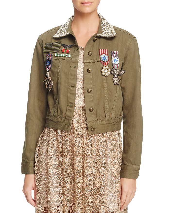 Alice and Olivia Alice Olivia Chloe Embroidered Cropped Jacket