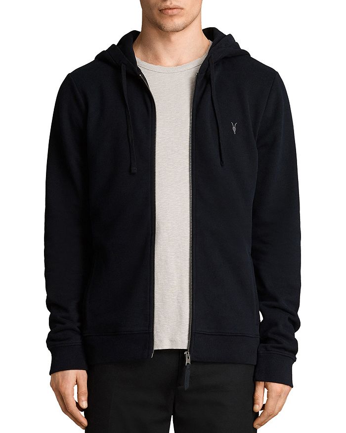 Allsaints Raven Slim Fit Zip Hoodie In Ink Navy
