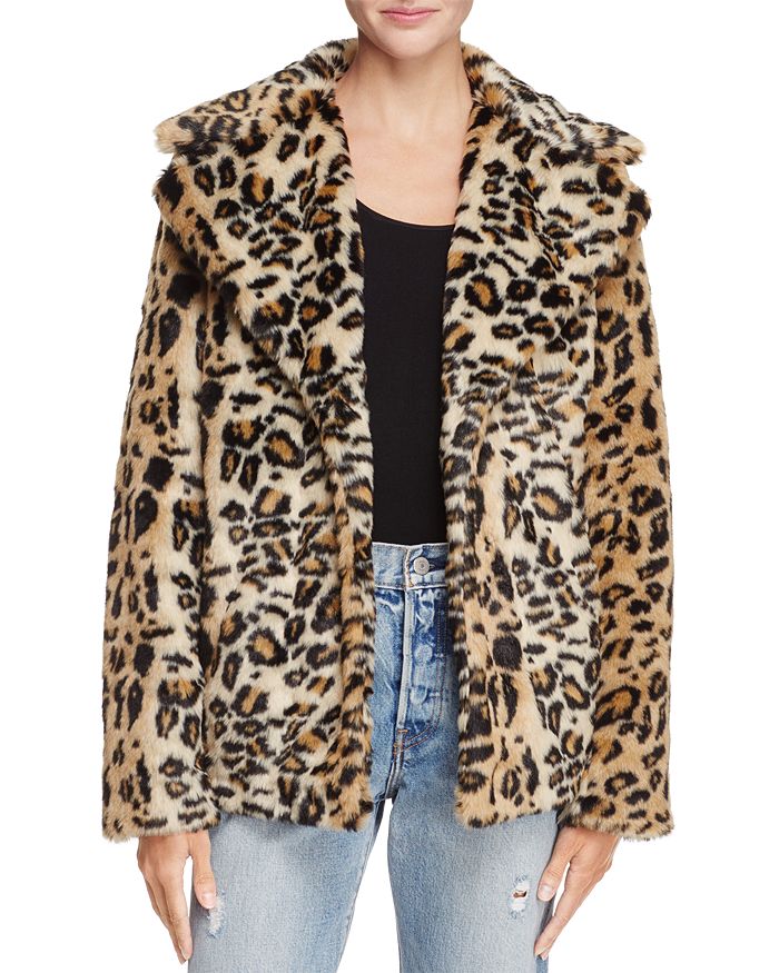 AQUA - Leopard Print Faux Fur Coat - 100% Exclusive