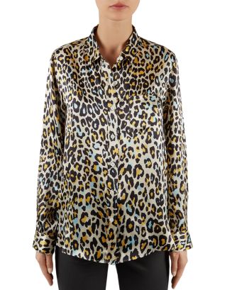 Gerard Darel Brian Leopard-Print Silk Shirt | Bloomingdale's