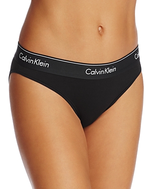 Calvin Klein 'modern Cotton Collection' Cotton Blend Bikini In Black On Black