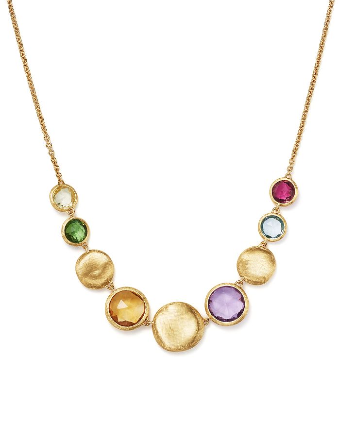 Pre-owned, Modern mixed gemstone pendant & chain - Andrews Jewellers