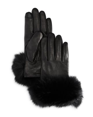Echo - Fox Fur Trim Leather Tech Gloves