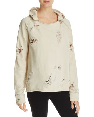 distressed hooded sweatshirt