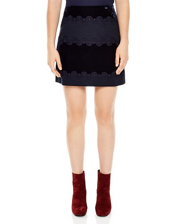 Sandro Cathia Paneled Braid-Detail Mini Skirt | Bloomingdale's