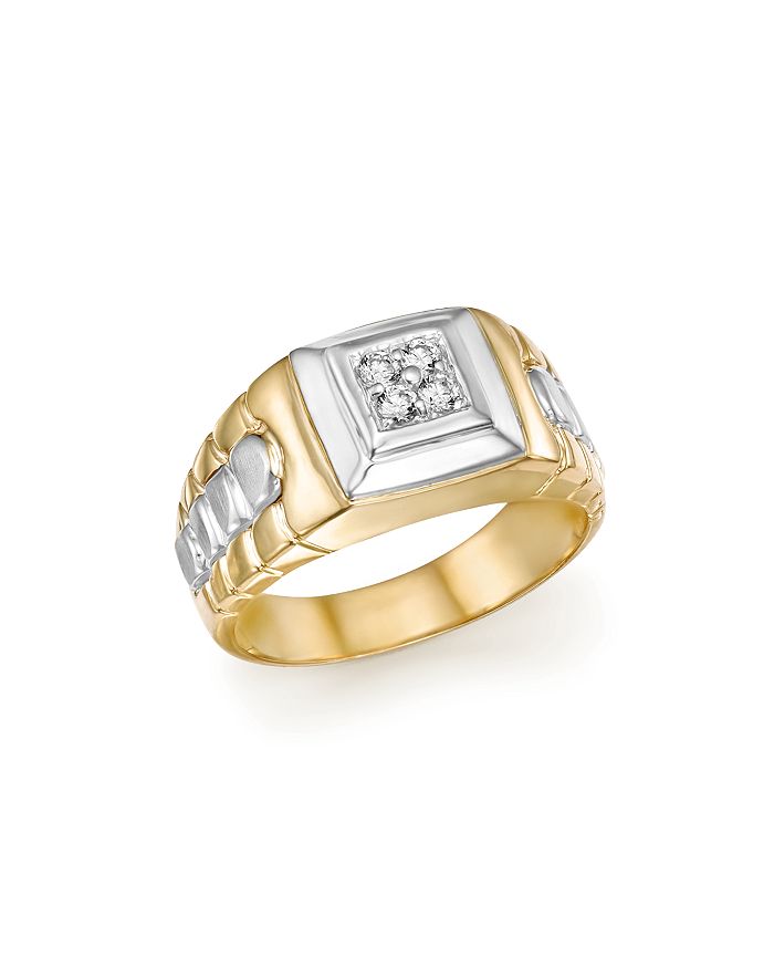 Bloomingdale's Diamond Men's Ring In 14k White And Yellow Gold, .10 Ct. T.w. - 100% Exclusive In White/gold