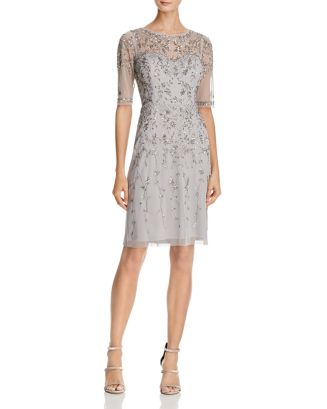Adrianna Papell Embellished Illusion-Neck Dress | Bloomingdale's