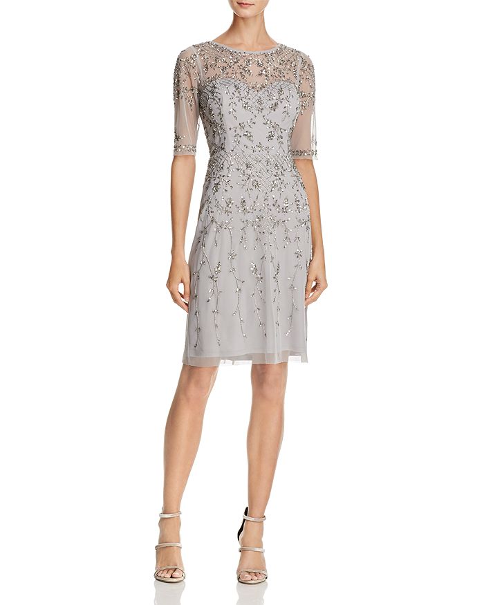 Adrianna Papell Embellished Illusion Neck Dress Bloomingdale s