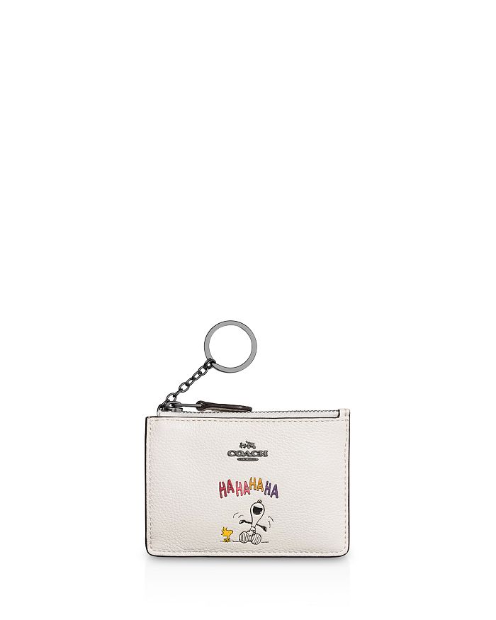 COACH Peanuts Boxed Mini Skinny ID Case in Refined Natural Pebble Leather  with Snoopy