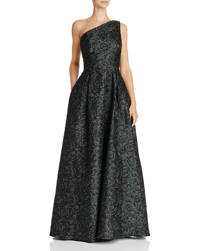 Carmen Marc Valvo Infusion One-Shoulder Pleated Gown | Bloomingdale's