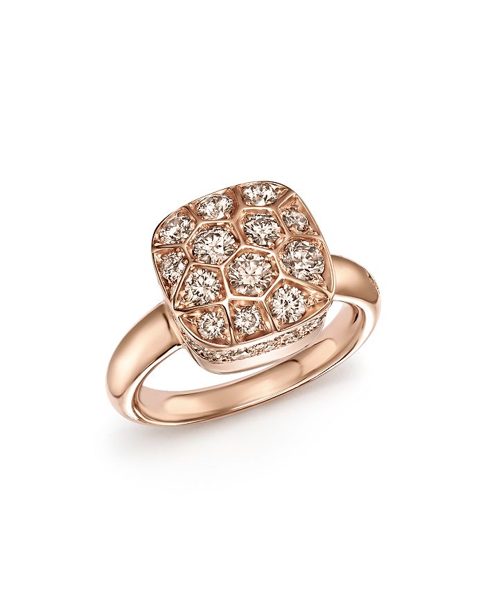 POMELLATO NUDO RING WITH BROWN DIAMONDS IN 18K ROSE & WHITE GOLD,PAB7041O6000DBR00