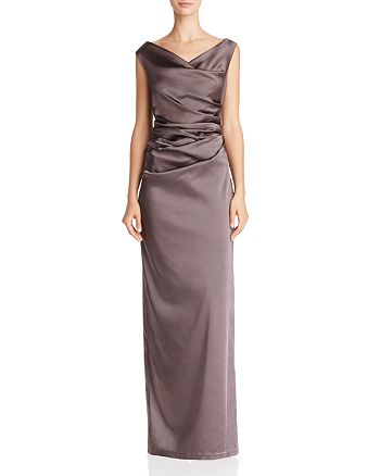 Adrianna Papell Ruched Satin Column Gown | Bloomingdale's