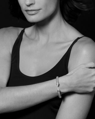 18K Gold and Sterling Silver Caviar and Diamonds Cuff, 8mm