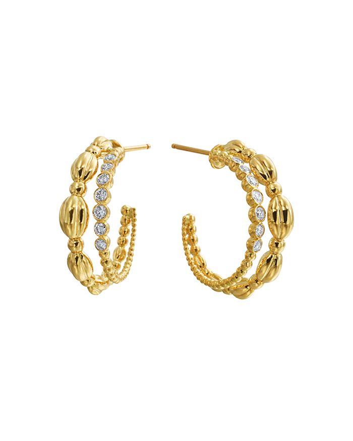 Gumuchian 18k Yellow Gold Nutmeg Diamond Double Hoop Earrings In White/gold
