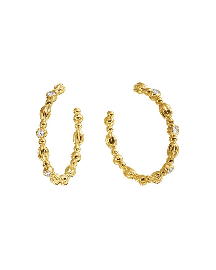 Gumuchian 18k Yellow Gold Nutmeg Diamond Hoop Earrings In White/gold