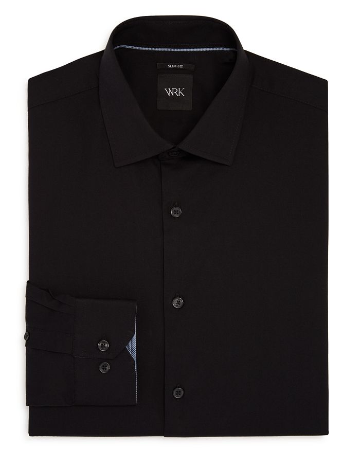 Wrk Solid Stretch Slim Fit Dress Shirt In Black ModeSens