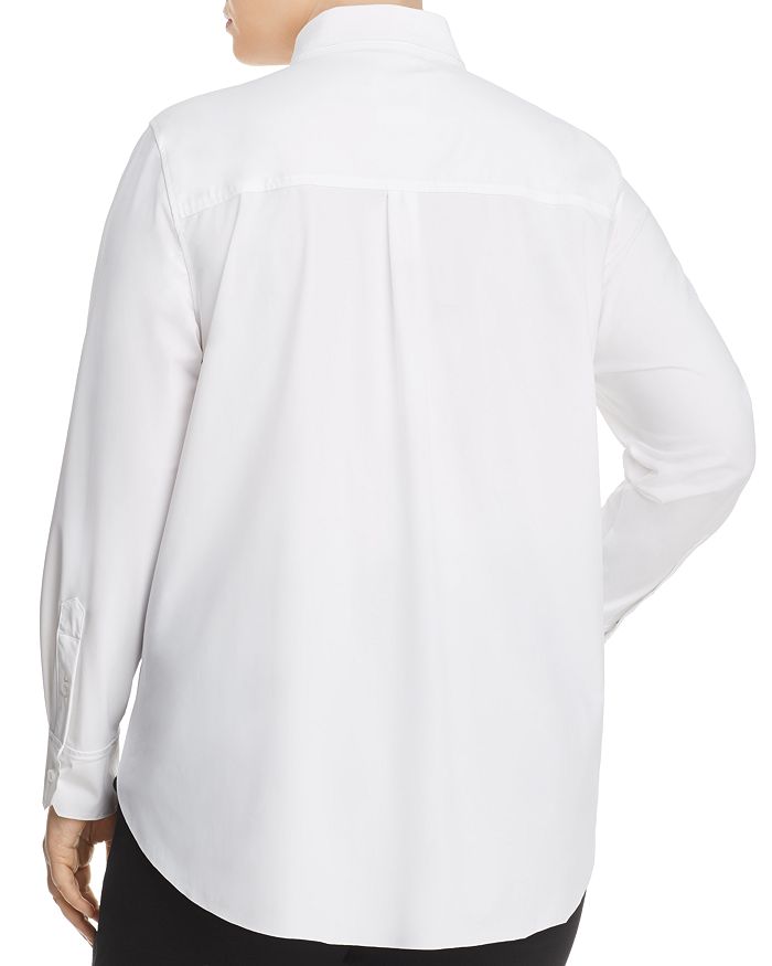 Shop Lyssé Plus Schiffer Pocketed Pleated-back Button-down Shirt In White
