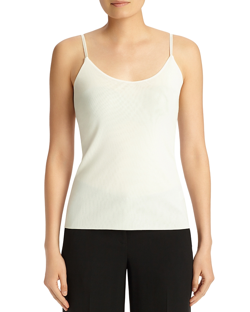 Lafayette 148 Mesh Jersey V-neck Tank In White