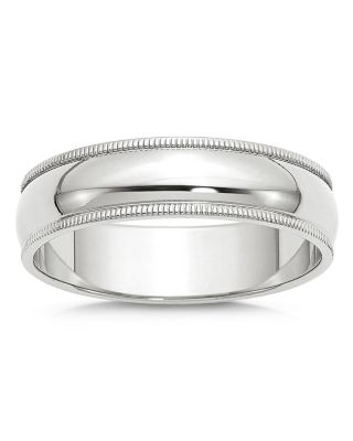 Bloomingdale's Fine Collection - Men's 6mm Half-Round Milgrain Band in 14K White Gold - Exclusive