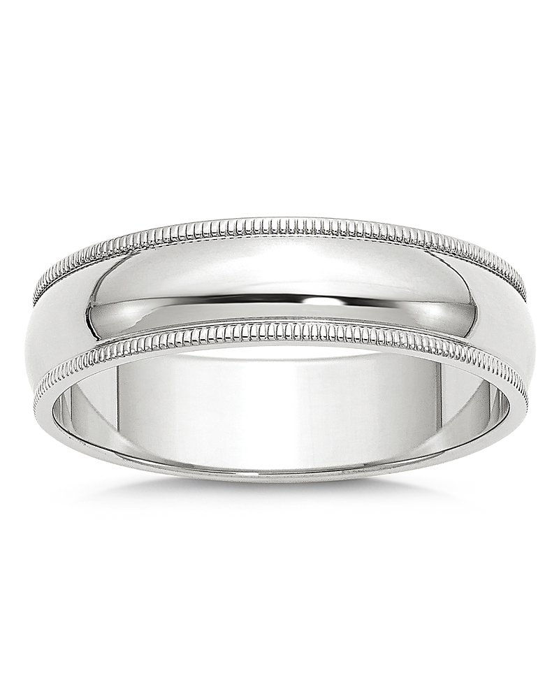 Bloomingdale's Fine Collection Men's 6mm Half Round Milgrain Band in 14K White Gold