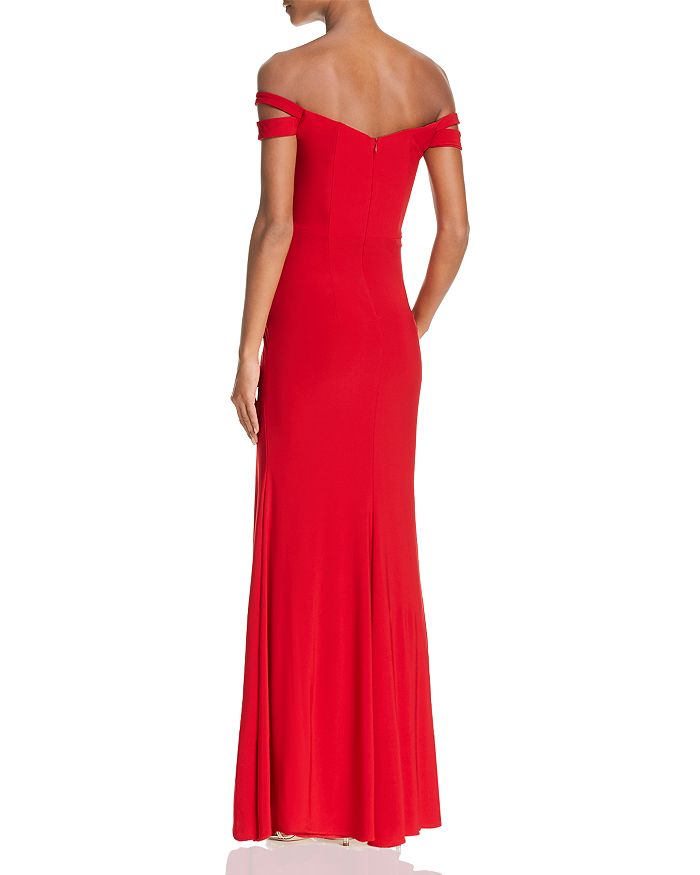 Shop Aqua Off-the-shoulder Gown - 100% Exclusive In Red