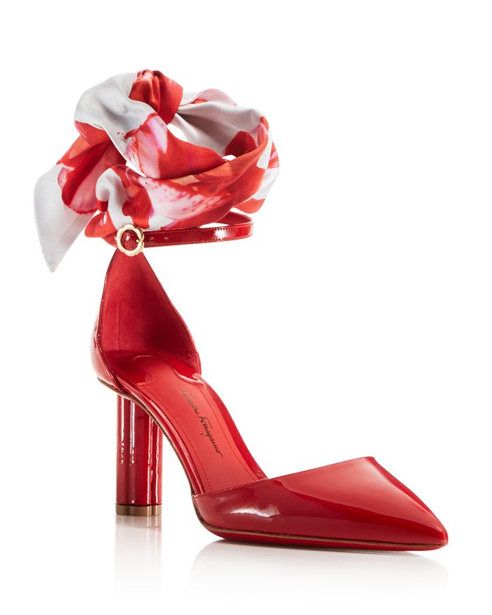 Salvatore Ferragamo Women s Patent Leather Printed Silk Ankle