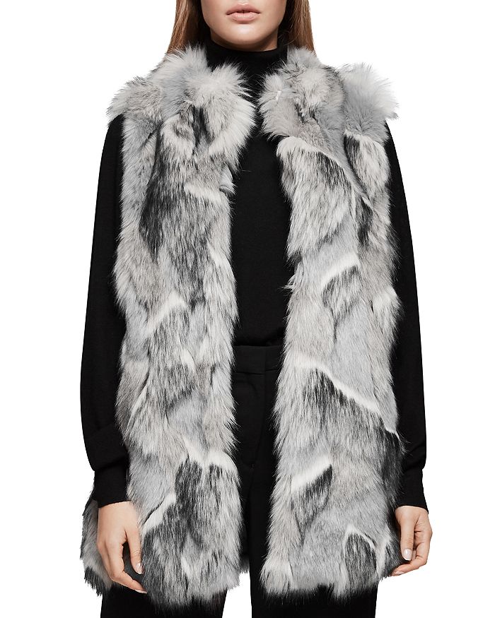 REISS Krista Long-Line Faux-Fur Gilet | Bloomingdale's