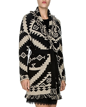 The Kooples Tribal-Inspired Jacquard-Pattern Fringed Cardigan at Bloomingdale's