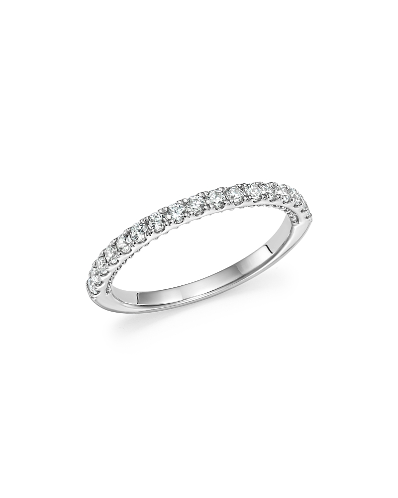 Bloomingdale's Diamond Band With Beaded Accent In 14k White Gold, 0.35 Ct. T. W. - Exclusive In White