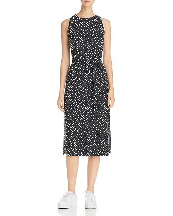 Three Dots Belted Dot Print Midi Dress | Bloomingdale's