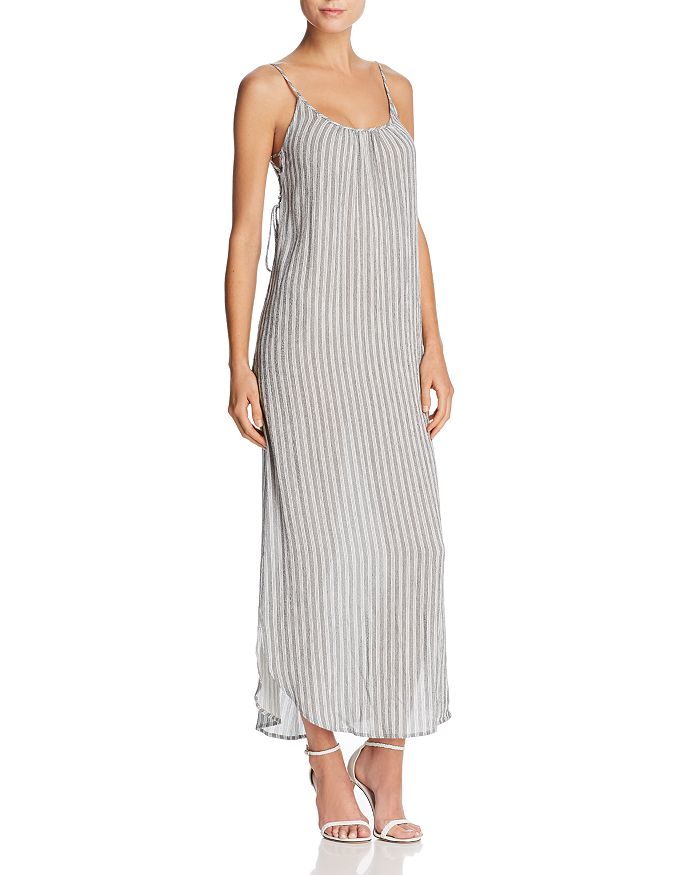 AQUA Lace-Up Striped Maxi Dress - 100% Exclusive | Bloomingdale's