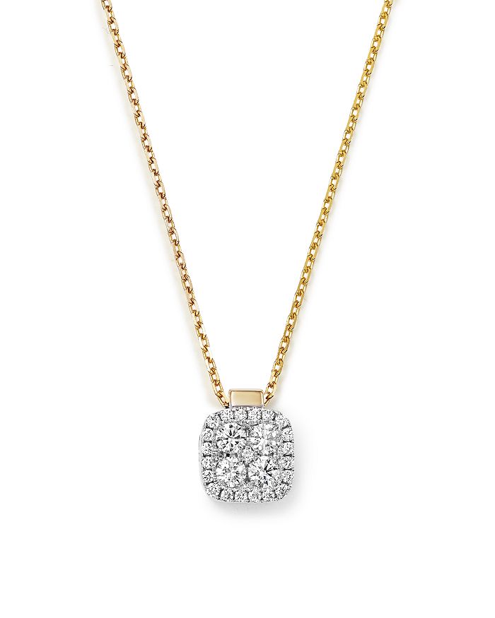 Frederic Sage 18k White & Yellow Gold Firenze Diamond Small Cushion Pendant Necklace, 16 In White/gold