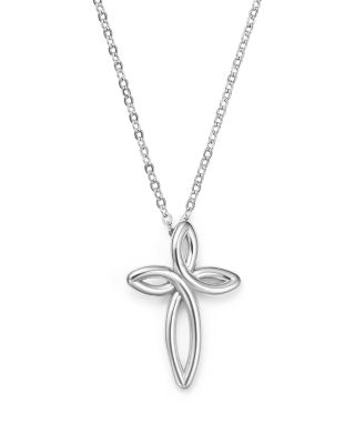 Bloomingdale's Fine Collection - Sterling Silver Looped Cross Pendant Necklace, 18"