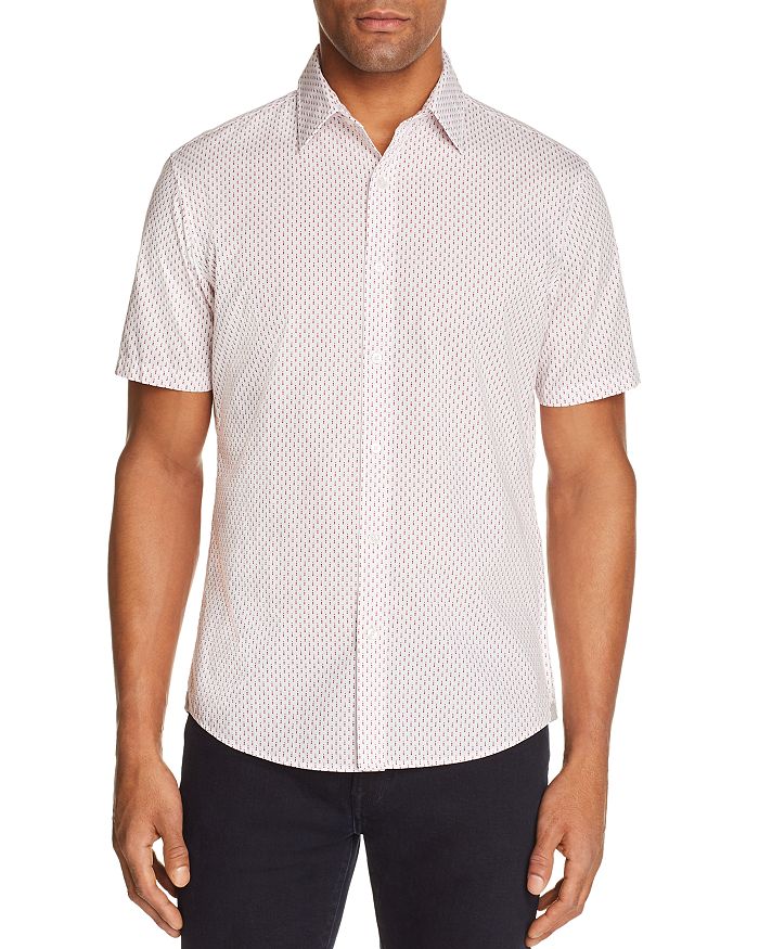Michael Kors Jace Print Slim Fit Short Sleeve Button Down Shirt