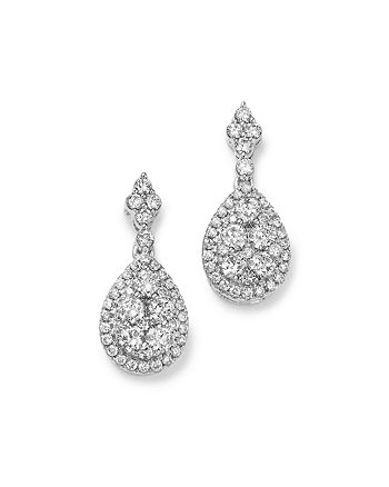 Bloomingdale's Diamond Cluster Teardrop Earrings in 14K White Gold, 1.0 ...