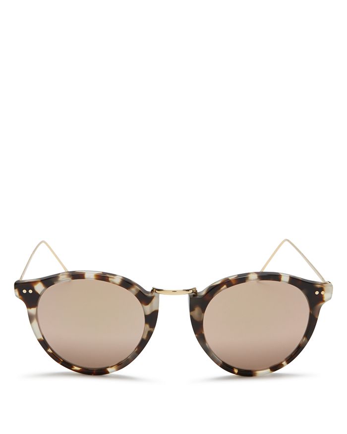 Illesteva Women's Portofino Mirrored Round Sunglasses, 48mm In White Tortoise/rose Mirror