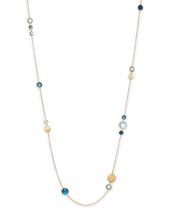Shop Marco Bicego 18k Yellow Gold Jaipur Mixed Blue Topaz Long Necklace, 34 In Blue/gold