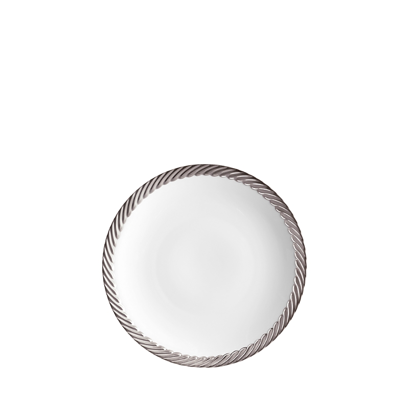 L'objet Corde Platinum-plated Trim & Porcelain Dessert Plate In Platinum