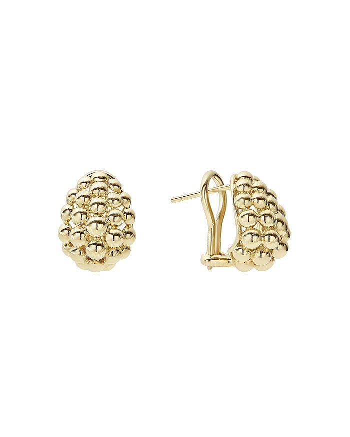 Shop Lagos Caviar Gold Collection 18k Gold Domed Huggie Earrings