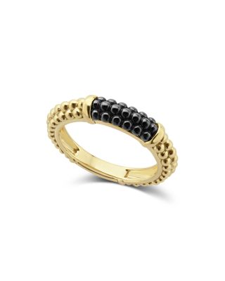 LAGOS - Gold & Black Caviar Collection 18K Gold & Ceramic Ring